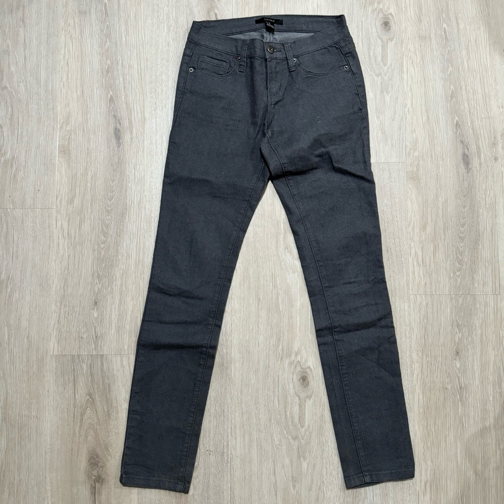 forever 21 charcoal grey dark wash denim skinny jeans pants bottom